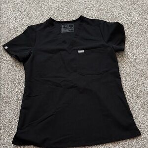 FIGS Women's Black Catarina Top with Chest Pocket